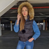 Дамски елек с качулка City Angels, Черен 6908